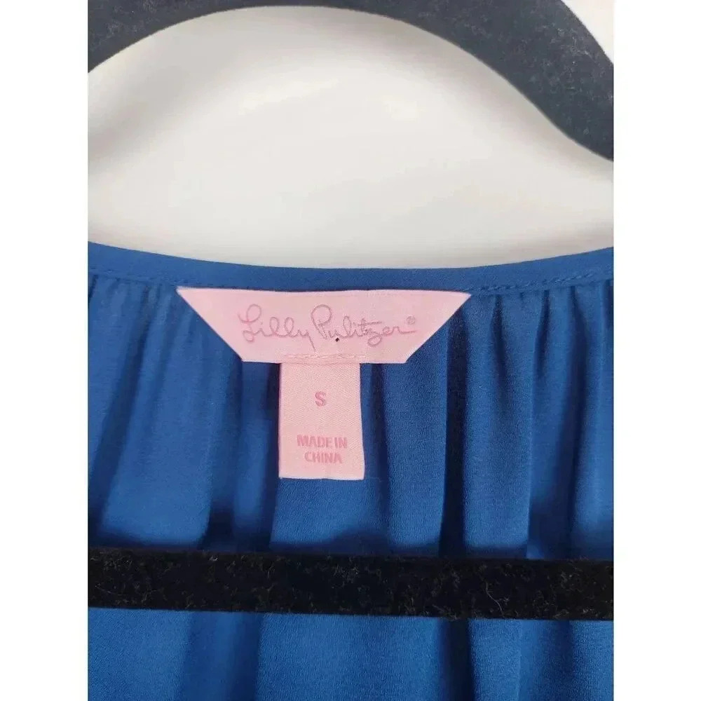Lilly Pulitzer Charleigh Blouse Top Long Sleeve Blue Size Small - Picture 3 of 8